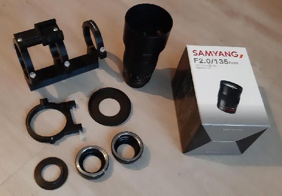 Samyang 135 mm + support + accessoires