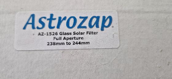 Filtre solaire pleine ouverture astrozap AZ-1526