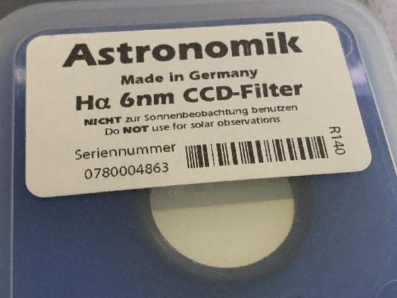 filtre Ha 6 nm Astronomik 31.75 mm