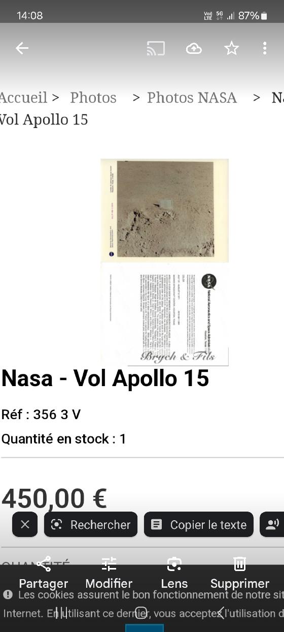 Véritable Photo d apollo 15 lune