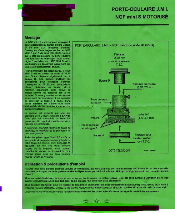 Vends Porte oculaire motorisé pour Schmidt-cassegrain