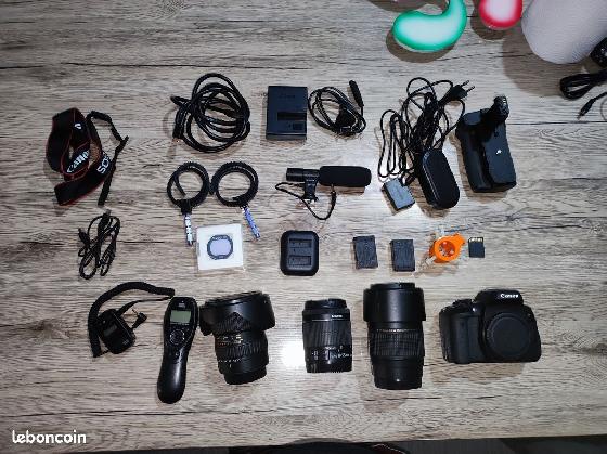 Canon EOS 750D + sac a dos + 3 objectifs + accessoires