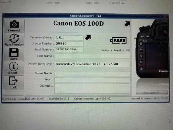 Canon EOS 100D défiltrage partiel: