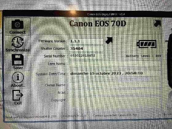 canon 70D défiltré partiel + accessoires