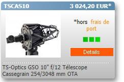 Cassegrain  TS optics GSO 10 (F/D=12) 254/3048mm OTA