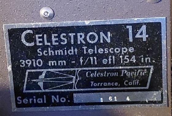 Celestron 14 complet de 1974 (premier en France)