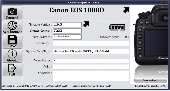 Canon EOS 1000D défiltré partiel (peu de clics)