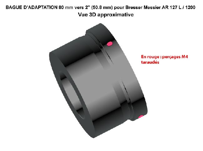 Piece adaptation 80 mm vers 2" - Bresser 127L - 3D