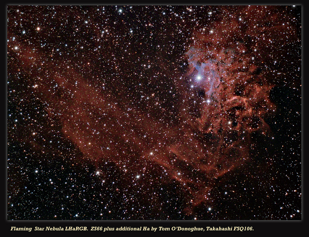 Flaming Star Nebula in two scopes.